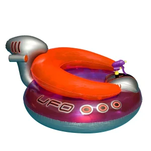 45" Water Sports Inflatable UFO Squirter Spaceship 1-Person Swimming Pool Ride-On Float - Red/Purple
