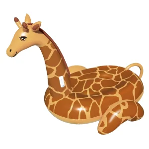 96" Water Sports Inflatable Giant Giraffe Swimming Pool 2-Person Ride-On Lounger - Brown