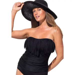 Swimsuits for All Fringe Bandeau Tankini Top