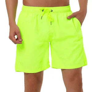 Men's Solid Beach Shorts Drawstring Surfing Mesh Lining Swimwear Board Shorts